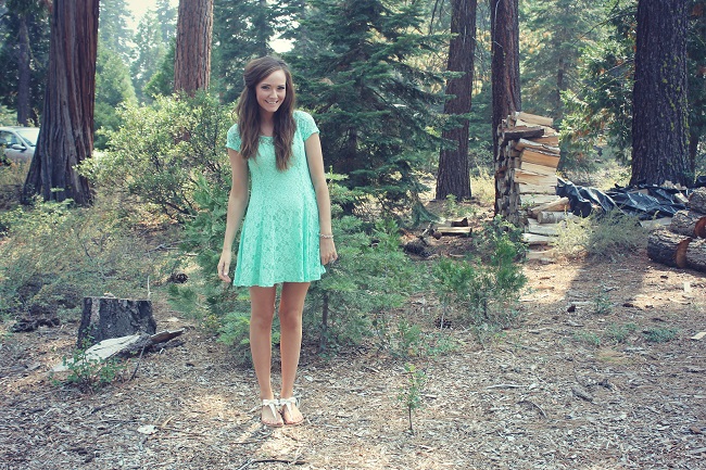 MINT LACE SKATER DRESS - Katie Did What