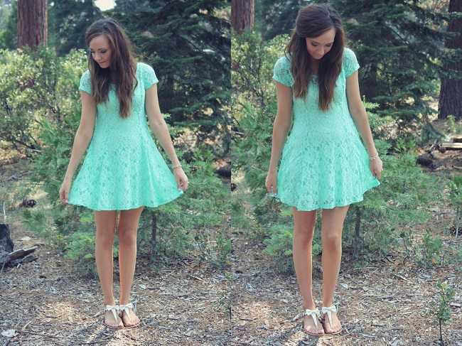 MINT LACE SKATER DRESS - Katie Did What