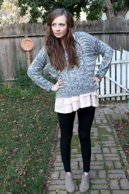 Lace skirt deals with sweater