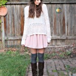 KNEE HIGH SOCKS AND BLUSH SKIRT