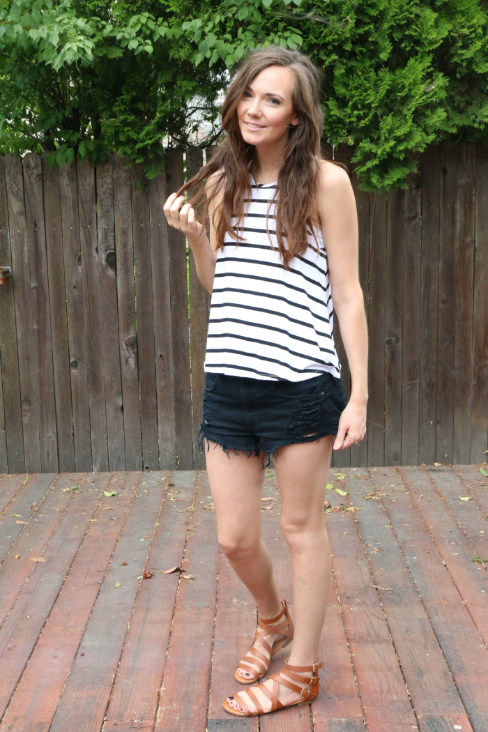 STRIPED TOP AND CUT OFFS - Katie Did What