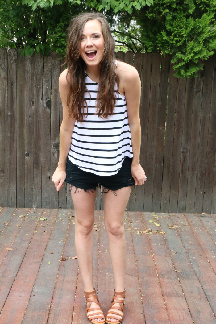 STRIPED TOP AND CUT OFFS - Katie Did What