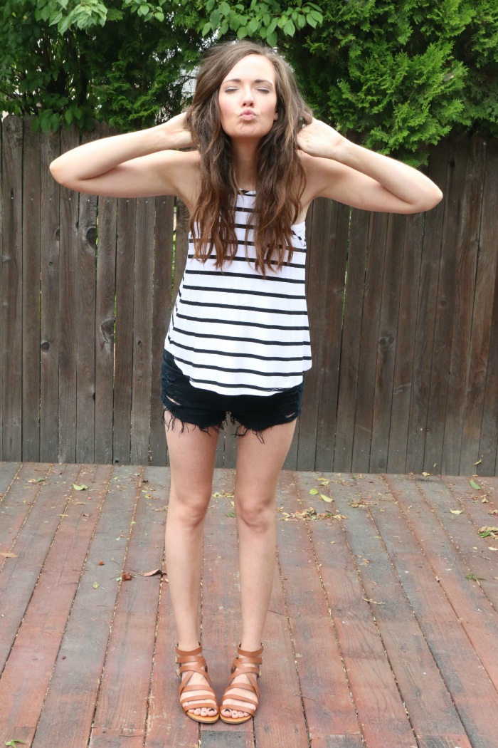 STRIPED TOP AND CUT OFFS - Katie Did What