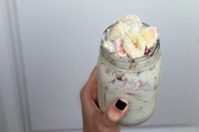 coconut overnight oats in a jar